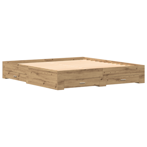 vidaXL Bed Frame with Drawers Artisan Oak 180x200 cm Engineered Wood