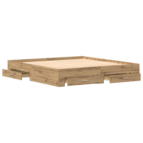 vidaXL Bed Frame with Drawers Artisan Oak 180x200 cm Engineered Wood