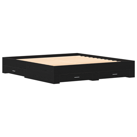 vidaXL Bed Frame with Drawers Black Oak 180x200 cm Engineered Wood