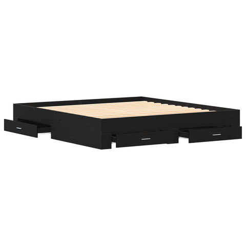 vidaXL Bed Frame with Drawers Black Oak 180x200 cm Engineered Wood