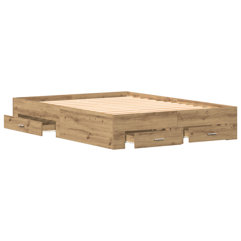 vidaXL Bed Frame with Drawers Artisan oak Engineered wood 140 x 200 cm