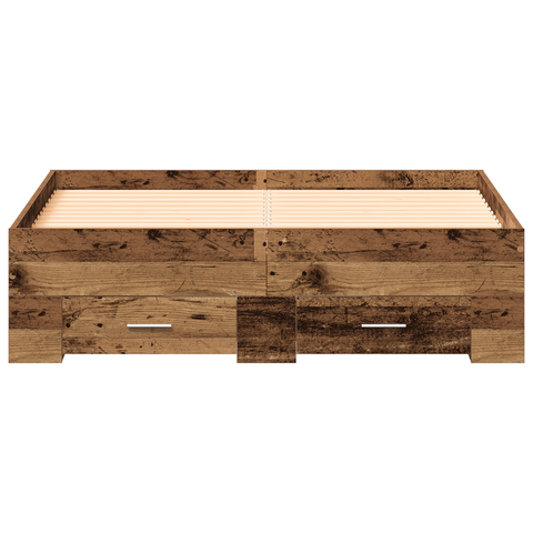 vidaXL Bed Frame with Drawers Old Wood 120x200 cm Engineered Wood