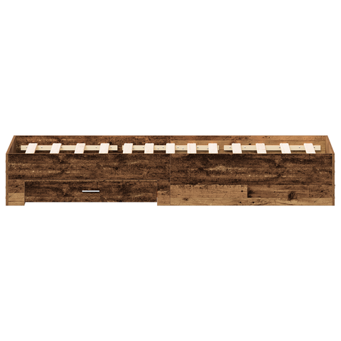 vidaXL Bed Frame with Drawers Old Wood 120x200 cm Engineered Wood