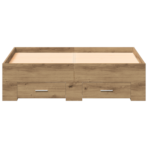 vidaXL Bed Frame with Drawers Artisan Oak 120x200 cm Engineered Wood