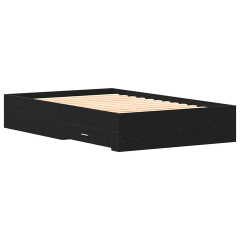 vidaXL Bed Frame with Drawers Black Oak 120x200 cm Engineered Wood