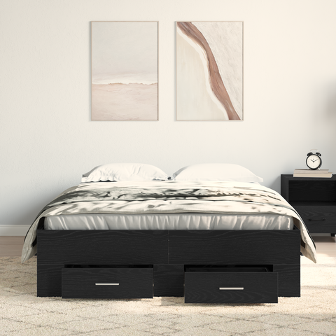 vidaXL Bed Frame with Drawers Black Oak 120x200 cm Engineered Wood
