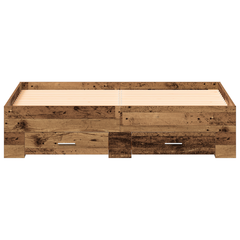 vidaXL Bed Frame with Drawers Old wood Engineered wood 140 x 190 cm