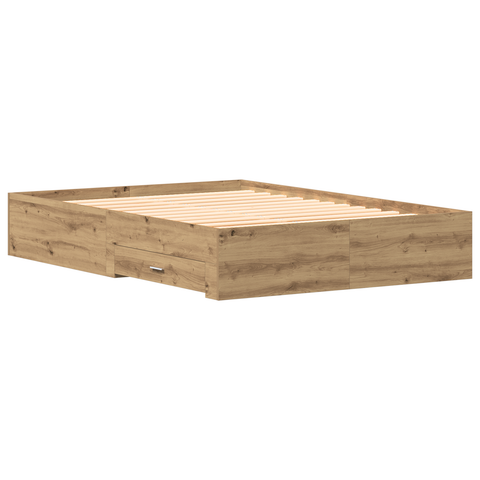 vidaXL Bed Frame with Drawers Artisan Oak 135x190 cm Engineered Wood