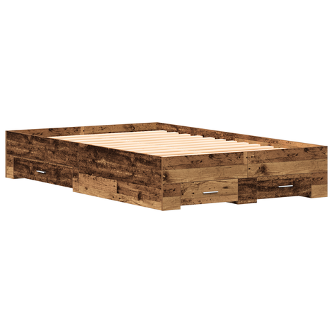 vidaXL Bed Frame with Drawers Old Wood 120x190 cm Engineered Wood