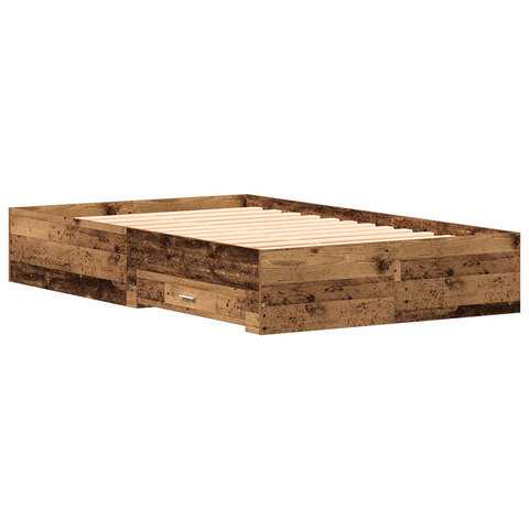vidaXL Bed Frame with Drawers Old Wood 120x190 cm Engineered Wood