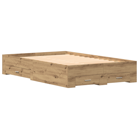 vidaXL Bed Frame with Drawers Artisan Oak 120x190 cm Engineered Wood