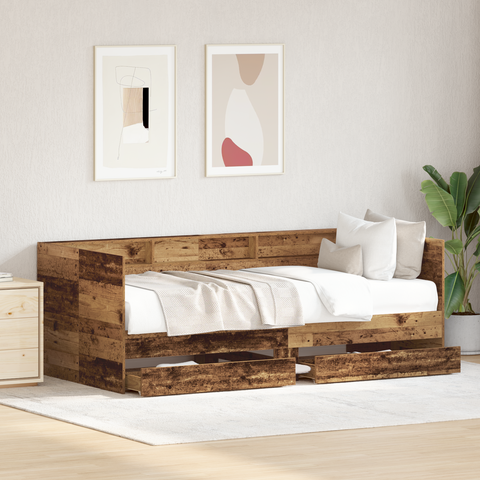 vidaXL Daybed Old wood Engineered wood 100 x 200 cm Durable