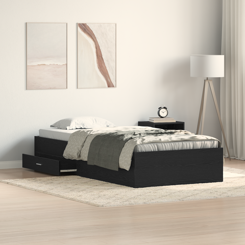vidaXL Bed Frame Black Oak 90x190 cm Engineered Wood