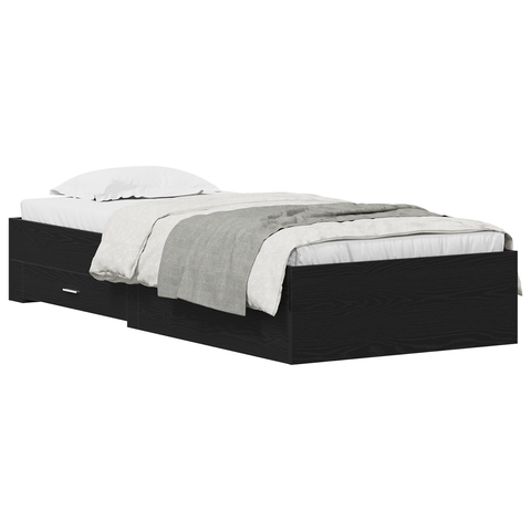 vidaXL Bed Frame Black Oak 90x190 cm Engineered Wood