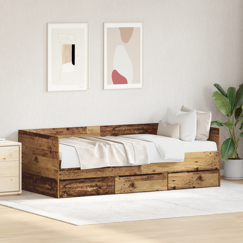 vidaXL Rustic Daybed Old wood Engineered wood 90 x 200 cm Durable