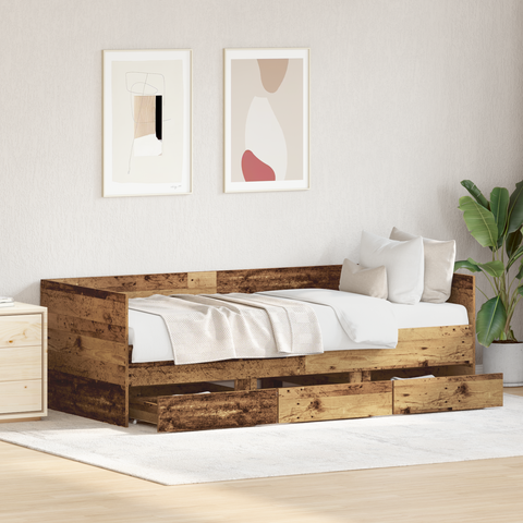 vidaXL Rustic Daybed Old wood Engineered wood 90 x 200 cm Durable