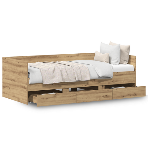 vidaXL Daybed Artisan Oak Engineered Wood 90 x 200 cm Durable Daybed