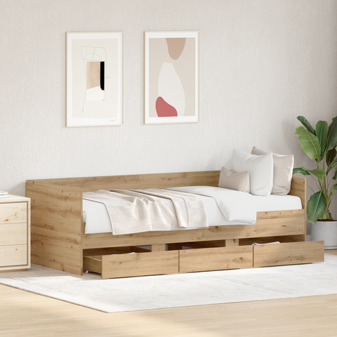 vidaXL Daybed Artisan Oak Engineered Wood 90 x 200 cm Durable Daybed