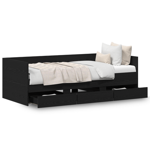 vidaXL Daybed Black oak Engineered wood 90 x 200 cm Durable Daybed