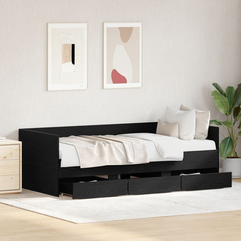 vidaXL Daybed Black oak Engineered wood 90 x 200 cm Durable Daybed