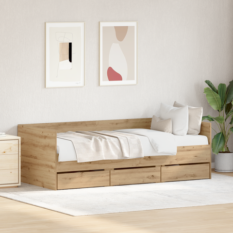 vidaXL Daybed Artisan oak Engineered wood 90 x 190 cm Durable Daybed