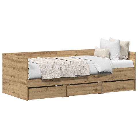 vidaXL Daybed Artisan oak Engineered wood 90 x 190 cm Durable Daybed