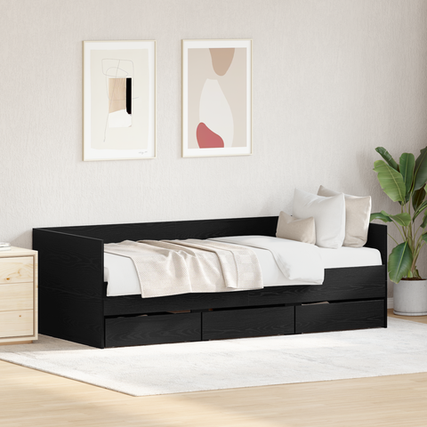 vidaXL Daybed Black oak Engineered wood 90 x 190 cm Durable Daybed