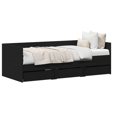 vidaXL Daybed Black oak Engineered wood 90 x 190 cm Durable Daybed
