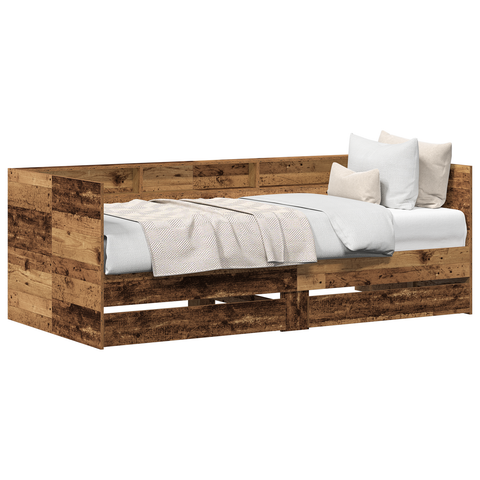 vidaXL Daybed with Drawer Old wood Engineered wood 75 x 190 cm Durable