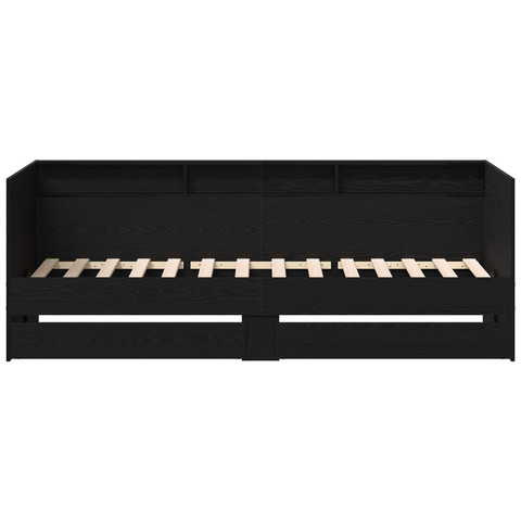 vidaXL Black Daybed with Drawers Black oak Engineered wood 75 x 190 cm