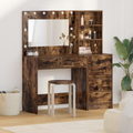 vidaXL 2 Piece Dressing Table Set with LED Smoked Oak Engineered Wood