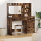 vidaXL 2 Piece Dressing Table Set with LED Smoked Oak Engineered Wood