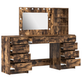 vidaXL 3-Piece Dressing Table Set with LED in Smoked Oak Engineered Wood