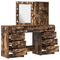 vidaXL 3-Piece Dressing Table Set with LED in Smoked Oak Engineered Wood