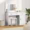 vidaXL 2 Piece Dressing Table Set with LED White Engineered Wood