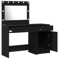 vidaXL 2-Piece Dressing Table Set with LED - Black Engineered Wood