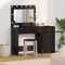 vidaXL 2-Piece Dressing Table Set with LED - Black Engineered Wood