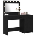 vidaXL 2-Piece Dressing Table Set with LED - Black Engineered Wood