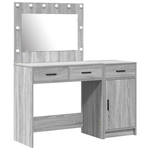 vidaXL 2-Piece Dressing Table Set with LED - Grey Sonoma Engineered Wood