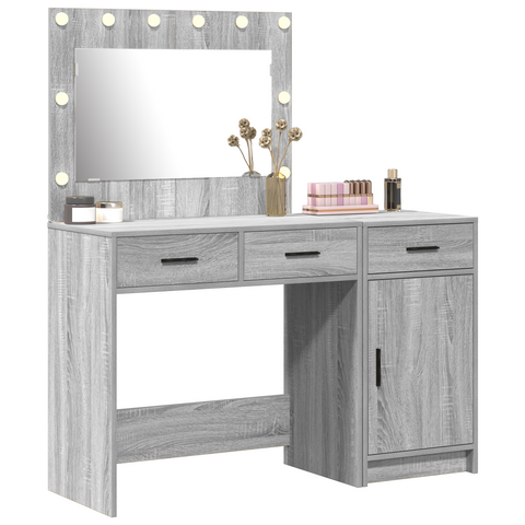 vidaXL 2-Piece Dressing Table Set with LED - Grey Sonoma Engineered Wood