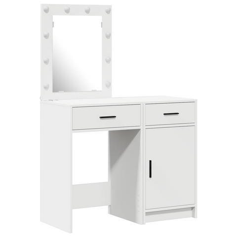 vidaXL 2-Piece Dressing Table Set with LED - White Engineered Wood