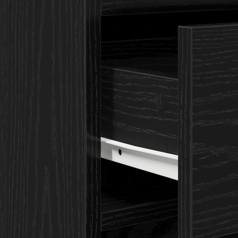 vidaXL 2 Piece Dressing Table Set with LED Black Engineered Wood