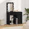 vidaXL 2 Piece Dressing Table Set with LED Black Engineered Wood