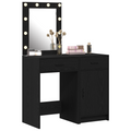 vidaXL 2 Piece Dressing Table Set with LED Black Engineered Wood