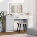 vidaXL 3-Piece Dressing Table Set with LED, White Engineered Wood