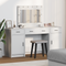 vidaXL 3-Piece Dressing Table Set with LED, White Engineered Wood