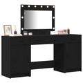 vidaXL 3-Piece Dressing Table Set with LED in Black Engineered Wood