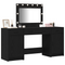 vidaXL 3-Piece Dressing Table Set with LED in Black Engineered Wood
