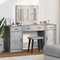 vidaXL 3 Piece Dressing Table Set with LED Concrete Grey Engineered Wood