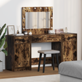 vidaXL 3-Piece Dressing Table Set with LED – Smoked Oak Engineered Wood